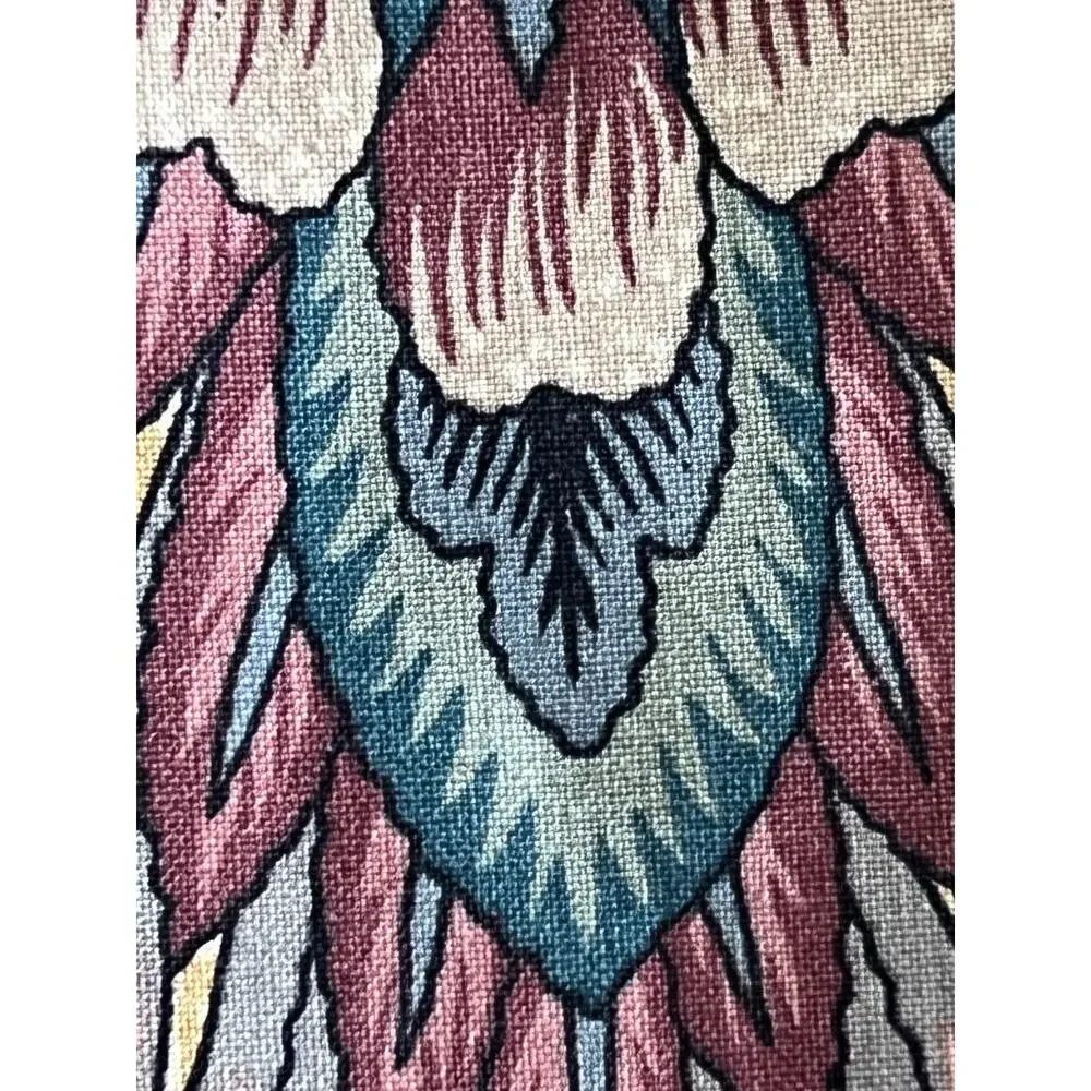 Custom Drapes Valance Kaufmann NEW WORLDS Art Deco Coral Aqua Feather Flame 6pc